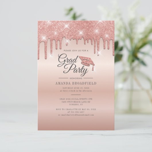 Invitation Graduation Party Grad 2022 Rose Parties scintillan (Debout devant)
