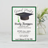 Invitation Graduation Party-Green Black School Colors-2 Photo (Debout devant)