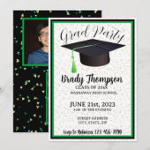 Invitation Graduation Party-Green Black School Colors-2 Photo (Devant / Derrière)