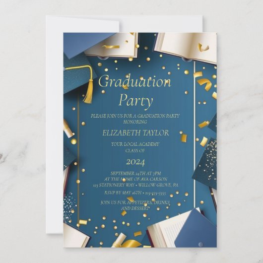Invitation Graduation Party I Blue (Devant)
