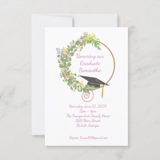 Invitation Graduation Party in the Garden, en rose