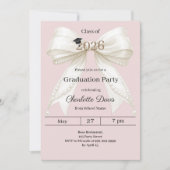 Invitation Graduation party ivory bow pink class of 2026 (Devant)