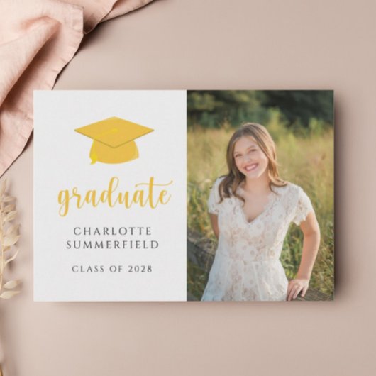 Invitation Graduation Party Jaune Casquette d'or Tassel Photo
