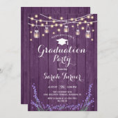 Invitation Graduation Party - Lavender Rustic Purple Wood (Devant / Derrière)
