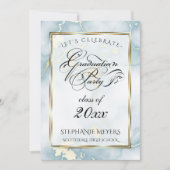Invitation Graduation Party Lumière Bleu & Marbre Or (Devant)