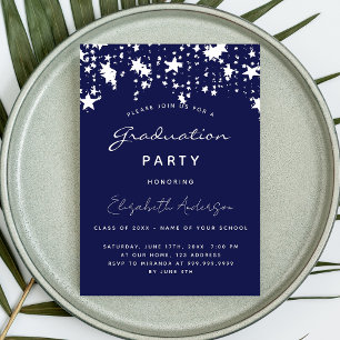 Invitation Graduation party marine bleu blanc étoiles 2025 lu