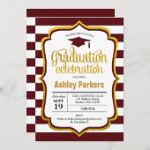 Invitation Graduation Party - Maroon Gold White (Devant / Derrière)