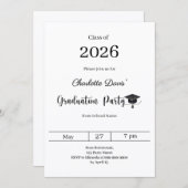 Invitation Graduation party modern class of 2026 (Devant / Derrière)