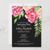 Invitation Graduation Party Moderne Aquarelle Floral & Dot (Devant)