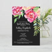 Invitation Graduation Party Moderne Aquarelle Floral & Dot (Debout devant)