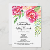 Invitation Graduation Party Moderne Aquarelle Florale (Devant)