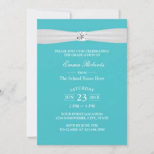 Invitation Graduation Party Moderne Bright Diamant Turquoise