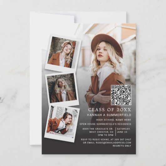 Invitation Graduation Party Multi Photo QR Code Grad 2025 (Devant)