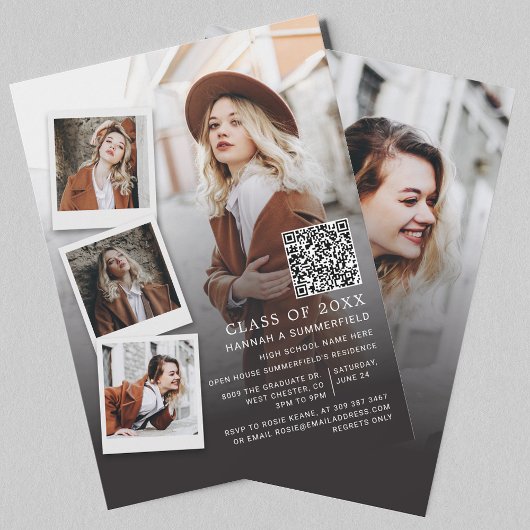 Invitation Graduation Party Multi Photo QR Code Grad 2025