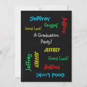 Invitation Graduation Party, Nom, Faux Black Burlap (Devant)