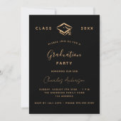 Invitation Graduation party or noir 2025 minimaliste (Devant)