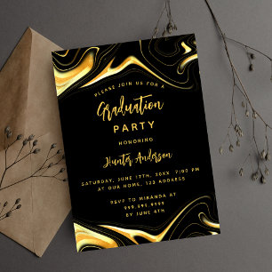 Invitation Graduation party or noir luxe moderne