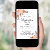 Invitation Graduation party pampas herbe rose or blush 2023