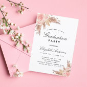 Invitation Graduation party pampas herbe rose or blush 2023