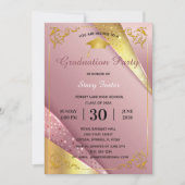 Invitation Graduation Party Parkle rose Satin cadre (Devant)