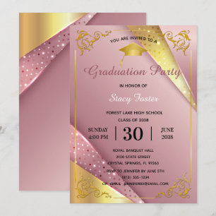 Invitation Graduation Party Parkle rose Satin cadre