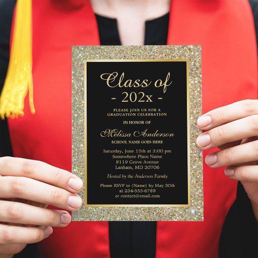 Invitation Graduation Party Parties scintillant or tendance é