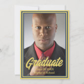 Invitation Graduation Party Photo Blue et Gold Mortarboards (Dos)