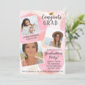 Invitation Graduation Party Photo Collage Blush Pink tendance (Debout devant)