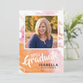 Invitation Graduation Party Pink and Orange Watercolor (Debout devant)
