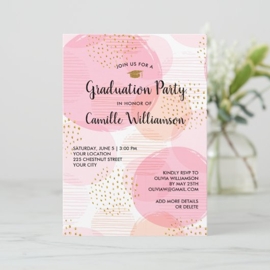 Invitation Graduation Party Pink Gold Parties scintillant Chi (Debout devant)