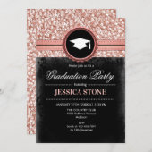 Invitation Graduation Party - Rose Gold Black (Devant / Derrière)