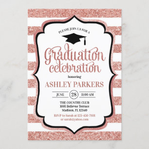 Invitation Graduation Party - Rose Gold White