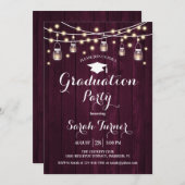 Invitation Graduation Party - Rustic Burgundy Wood (Devant / Derrière)