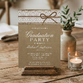 Invitation Graduation Party Rustic Burlap String Bow Lace