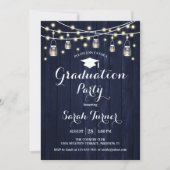 Invitation Graduation Party - Rustic Navy Wood (Devant)