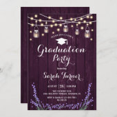 Invitation Graduation Party - Rustic Purple Lavender (Devant / Derrière)