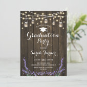Invitation Graduation Party - Rustic Wood Lavender (Debout devant)