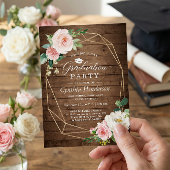 Invitation Graduation Party Rustique Géométrique Blush Floral