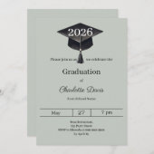 Invitation Graduation party sage green class of 2026 (Devant / Derrière)