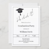 Invitation Graduation party sage green He did it (Devant)