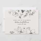 Invitation Graduation Party Script Blush Botanical Floral (Devant)