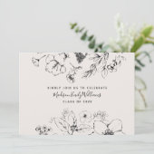 Invitation Graduation Party Script Blush Botanical Floral (Debout devant)