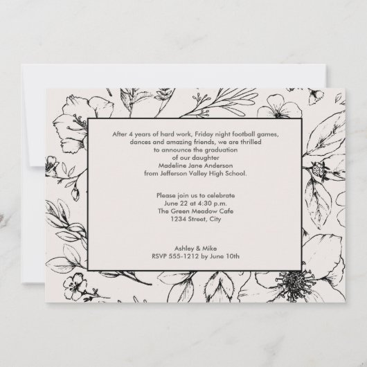 Invitation Graduation Party Script Blush Botanical Floral (Dos)