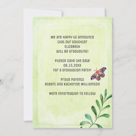 Invitation Graduation Party Signe rustique Enregistrer La Dat (Dos)