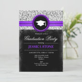 Invitation Graduation Party - Silver Black Purple (Debout devant)