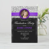 Invitation Graduation Party - Silver Black Purple - Photo (Debout devant)