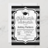 Invitation Graduation Party - Silver Black Stripes (Devant)