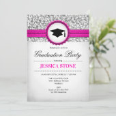 Invitation Graduation Party - Silver White Pink (Debout devant)