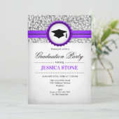 Invitation Graduation Party - Silver White Purple (Debout devant)