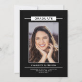 Invitation Graduation Party Simple Modern Script Photo Noir (Devant)